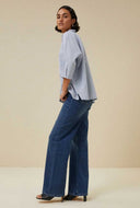 Blauwe top norel pin stripe blouse