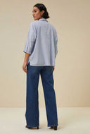 Blauwe top norel pin stripe blouse