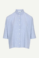 Blauwe top norel pin stripe blouse