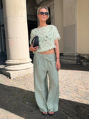 Lichte mintgroene celin gloss pants