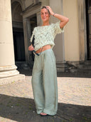 Lichte mintgroene celin gloss pants
