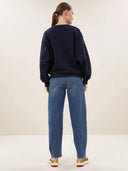 Donkerblauwe lili sparkle sweater