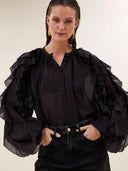 Zwarte ruches blouse miyu