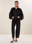 Zwarte ruches blouse miyu