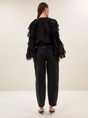 Zwarte ruches blouse miyu