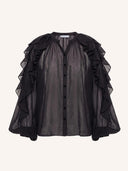 Zwarte ruches blouse miyu