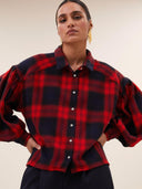 Geruite blouse sarah short red check