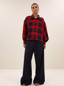 Geruite blouse sarah short red check