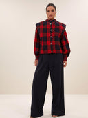 Mouwloze jacket mave red check