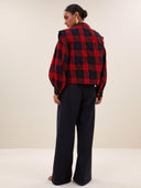 Mouwloze jacket mave red check
