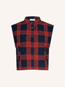 Mouwloze jacket mave red check