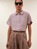 Roze blouse met glans barley