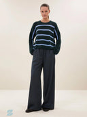 Groene trui vide stripe pullover