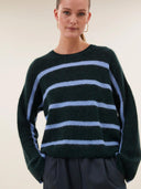 Groene trui vide stripe pullover