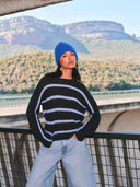 Groene trui vide stripe pullover