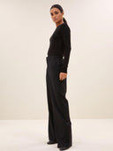 Zwarte longsleeve melange stripe top