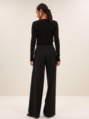 Zwarte longsleeve melange stripe top