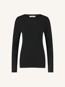Zwarte longsleeve melange stripe top