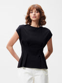 Zwart geplooid t-shirt