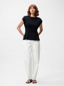 Zwart geplooid t-shirt