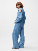 Denim blouse met open schouders