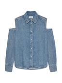 Denim blouse met open schouders