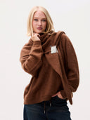 Bruine merino wollen trui