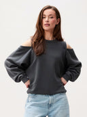 Donkergrijze sweater met cut outs