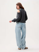 Donkergrijze sweater met cut outs