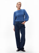 Fuzzy puff sleeve knit