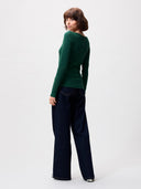 Groene longsleeve met rib dessin