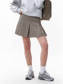 Bruin geruit rokje pleated check skirt