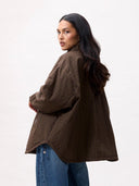 Bruine padded check jacket mossy