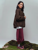 Bruine padded check jacket mossy