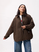 Bruine padded check jacket mossy