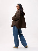 Bruine padded check jacket mossy