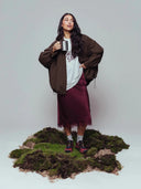 Bruine padded check jacket mossy