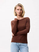 Bruine longsleeve met rib