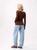 Bruine longsleeve met rib