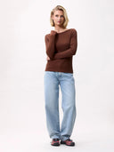 Bruine longsleeve met rib