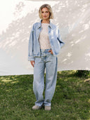 Denim jacket met vleermuismouw