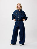 Donkerblauwe denim tuck in jacket