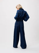 Donkerblauwe denim tuck in jacket
