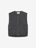 Donker grijze pinstripe bodywarmer