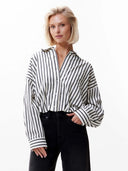 Gestreepte blouse met tuck in effect