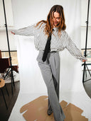 Gestreepte blouse met tuck in effect
