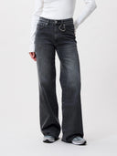 Donkergrijze loose fit jeans