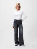Donkergrijze loose fit jeans