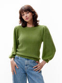 Fuzzy puff sleeve knit