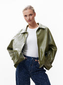Groene vegan leather jacket